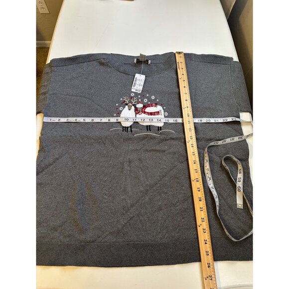 Christopher & Banks Gray Holiday Sweater With Sheep Embroidery size 1X NWT - Picture 4 of 4